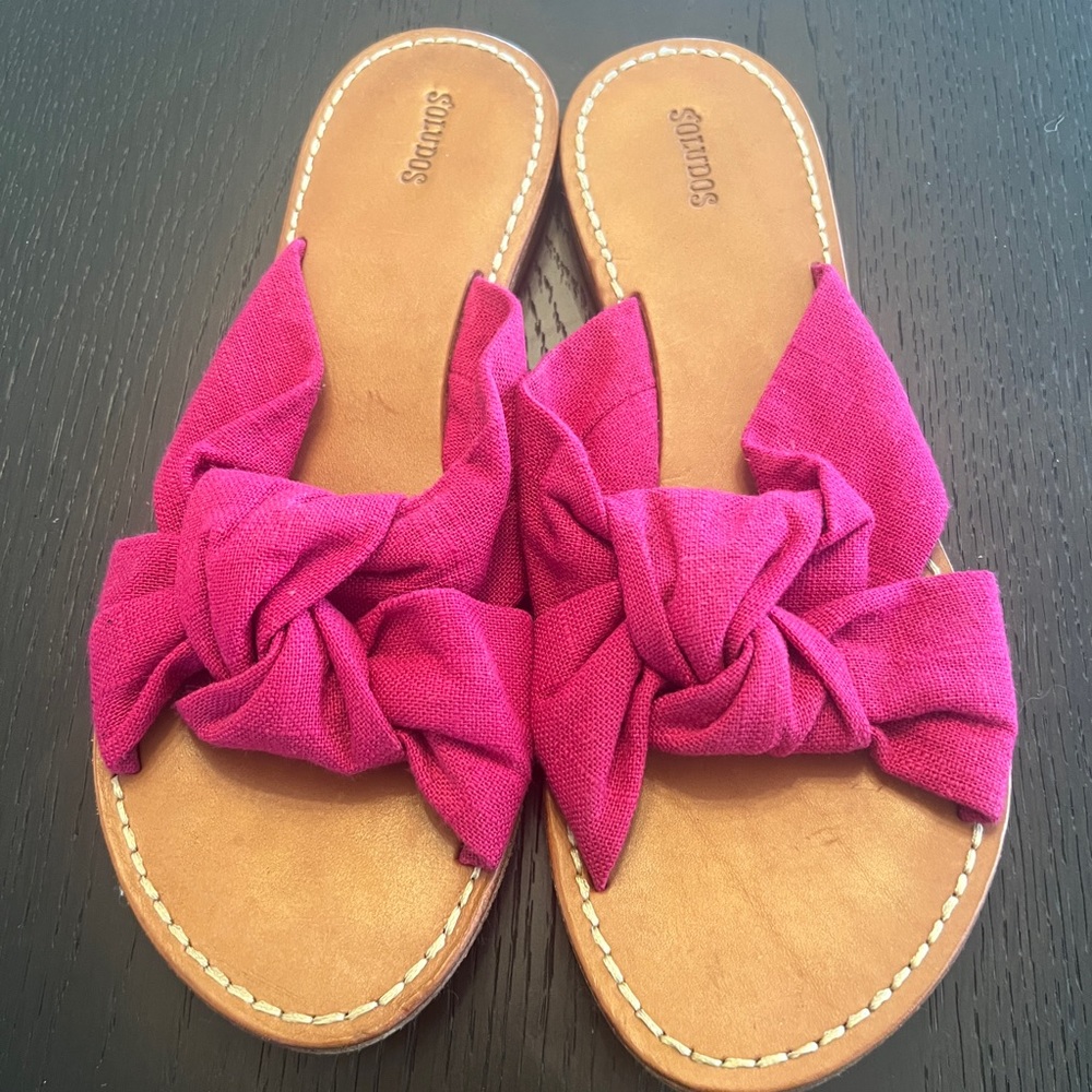 Saludos Pink Leather Slide Sandal Size 9.5